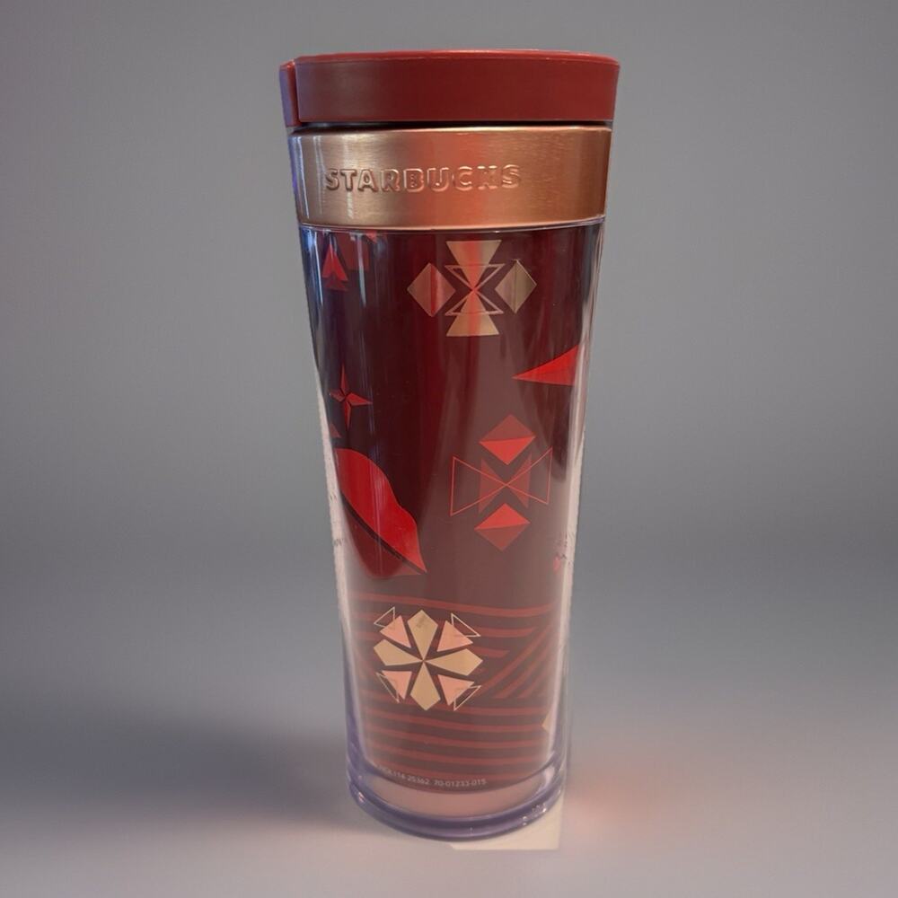 Starbucks Coffee Red Copper Travel Tumbler Mug Cup 12oz Christmas Holiday 2013